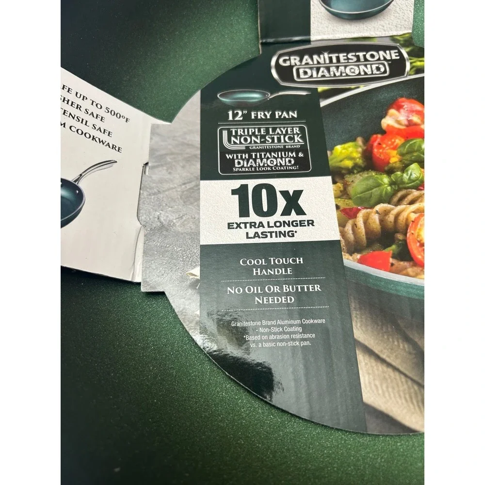 Granitestone Diamond 12 In Fry Pan Nonstick Titanium Emerald Green Skillet NEW